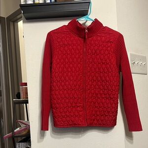 For Cynthia Women's Sweater Jacket Sz PETITE MED, RED, EXCELLENT USED CONDIITION